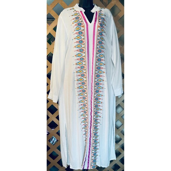 MIDNIGHT VELVET Embroidered Chloe Long Linen Blend Maxi Dress 18W - Picture 5 of 9